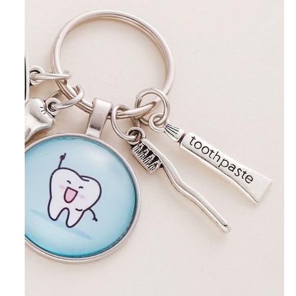 NEW Dental Dentist Keychain Bag Charm Tooth Brush Paste ~ Gift Affordable Unisex - Picture 3 of 4